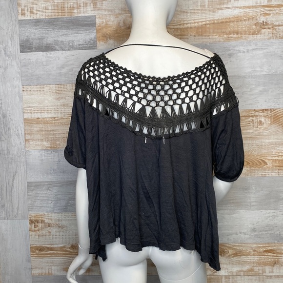 Free People We The Free crochet flare short sleeve grey size Small - Picture 5 of 10